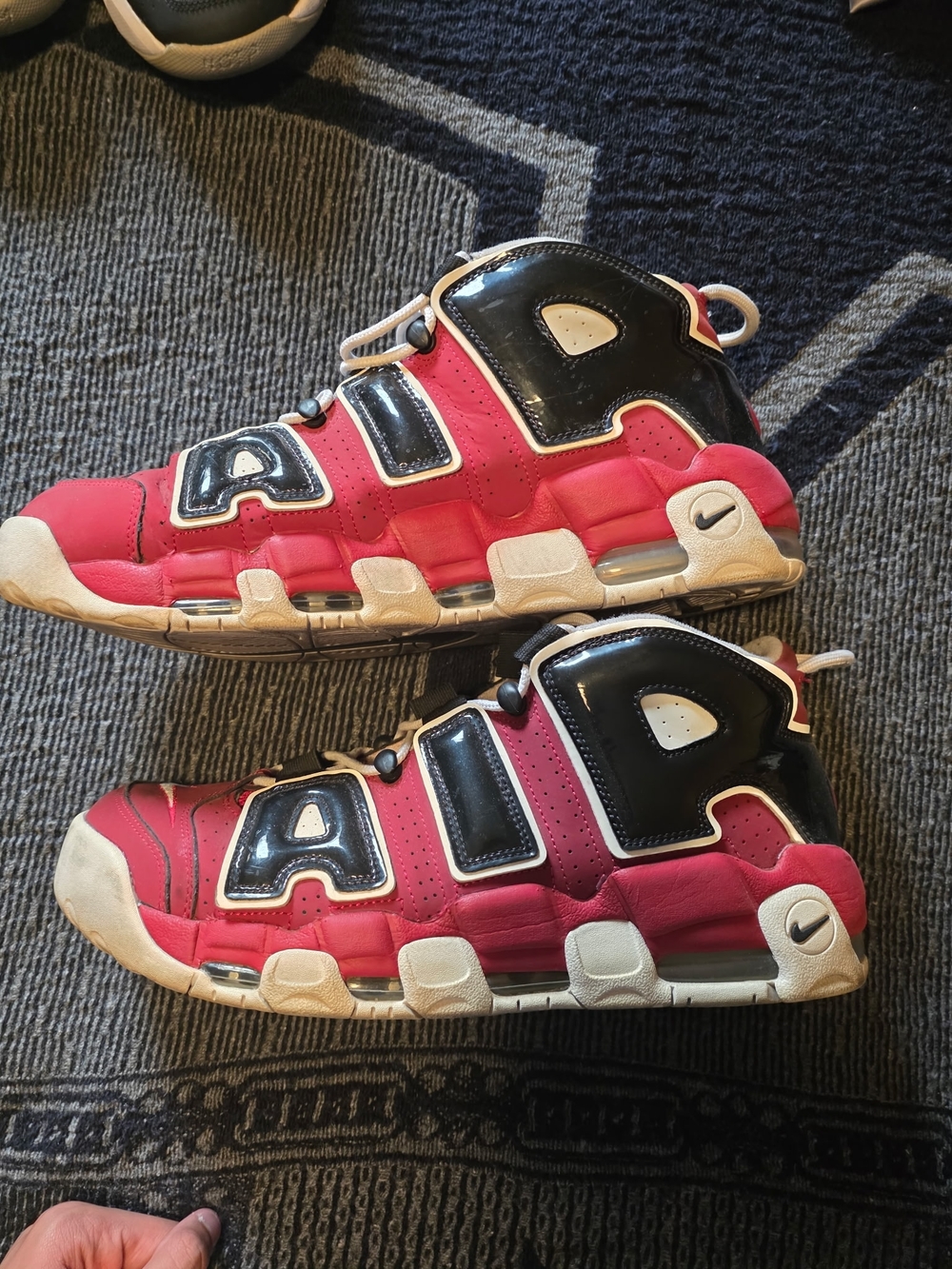 Nike Men's Red and Black Air Uptempo Sneakers